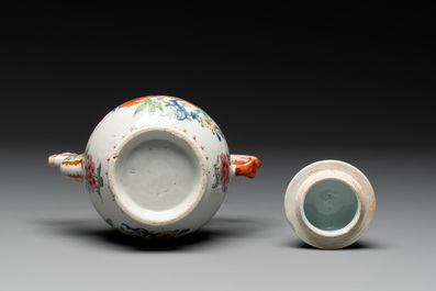 A Chinese famille rose 'dragon spout' teapot with floral design, Yongzheng/Qianlong