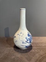 A rare Chinese blue and white soft paste porcelain bottle vase, Chenghua mark, Yongzheng/Qianlong