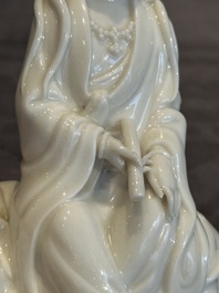 A Chinese Dehua blanc de Chine Guanyin, He Chaozong 何朝宗 mark, 19th C.