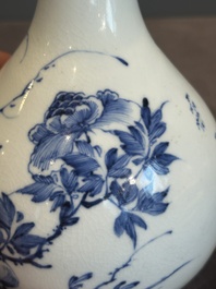 A rare Chinese blue and white soft paste porcelain bottle vase, Chenghua mark, Yongzheng/Qianlong