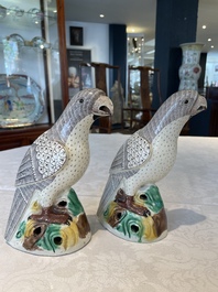 A pair of Chinese sancai-glazed parrots, Kangxi
