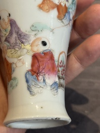 A small Chinese famille rose 'playing boys' 'meiping' vase, Republic
