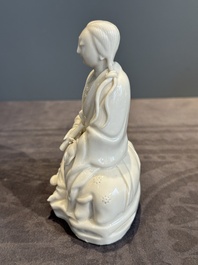 A Chinese Dehua blanc de Chine Guanyin, He Chaozong 何朝宗 mark, 19th C.