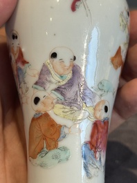 A small Chinese famille rose 'playing boys' 'meiping' vase, Republic
