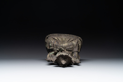 A Chinese bronze seated Bodhisattva on a lotus throne, Ming