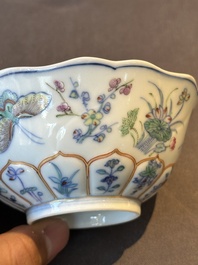An exceptional Chinese gilt-decorated doucai and famille rose covered bowl with butterflies and floral design, Jiaqing mark and of the period