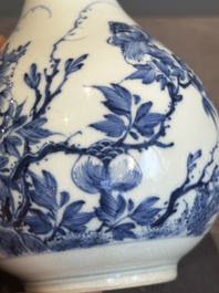 A rare Chinese blue and white soft paste porcelain bottle vase, Chenghua mark, Yongzheng/Qianlong