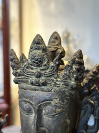 A Chinese bronze seated Bodhisattva on a lotus throne, Ming