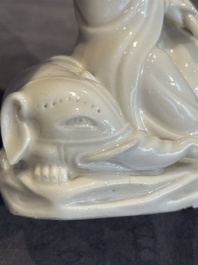 A Chinese Dehua blanc de Chine Guanyin, He Chaozong 何朝宗 mark, 19th C.
