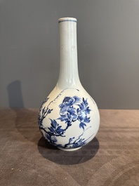 A rare Chinese blue and white soft paste porcelain bottle vase, Chenghua mark, Yongzheng/Qianlong