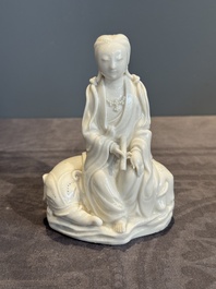 A Chinese Dehua blanc de Chine Guanyin, He Chaozong 何朝宗 mark, 19th C.