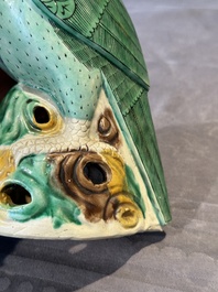 A pair of Chinese sancai-glazed parrots, Kangxi