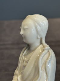 A Chinese Dehua blanc de Chine Guanyin, He Chaozong 何朝宗 mark, 19th C.