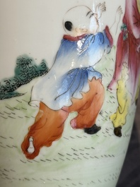 A Chinese famille rose 'playing boys' baluster vase, Hongxian mark, Republic