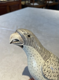 A pair of Chinese sancai-glazed parrots, Kangxi