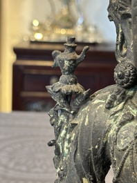 A Chinese bronze seated Bodhisattva on a lotus throne, Ming