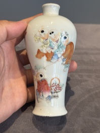 A small Chinese famille rose 'playing boys' 'meiping' vase, Republic