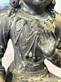 A Chinese bronze seated Bodhisattva on a lotus throne, Ming