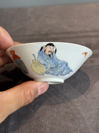 A pair of Chinese famille rose 'Li Taibai' bowls, Guangxu mark, Republic