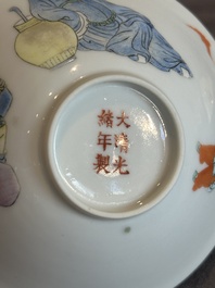 A pair of Chinese famille rose 'Li Taibai' bowls, Guangxu mark, Republic