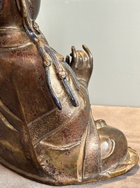 A Chinese bronze Guanyin, Ming