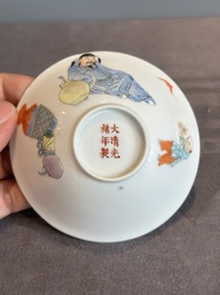 A pair of Chinese famille rose 'Li Taibai' bowls, Guangxu mark, Republic