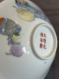 A pair of Chinese famille rose 'Li Taibai' bowls, Guangxu mark, Republic
