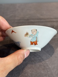 A pair of Chinese famille rose 'Li Taibai' bowls, Guangxu mark, Republic