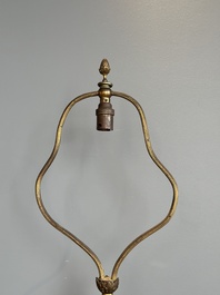 A Chinese famille verte powder blue-ground vase mounted as lamp, 19th C.