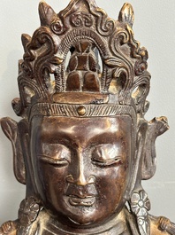 A Chinese bronze Guanyin, Ming
