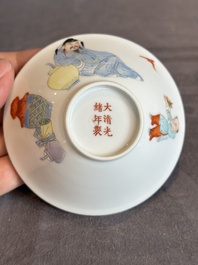 A pair of Chinese famille rose 'Li Taibai' bowls, Guangxu mark, Republic