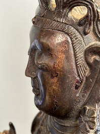 A Chinese bronze Guanyin, Ming