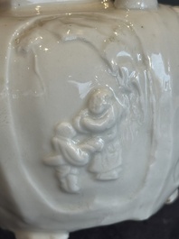 A large Chinese Dehua blanc de Chine wine pot, Kangxi