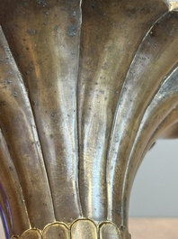 A Chinese bronze 'gu' vase with chilong, Xuande mark, late Ming/early Qing