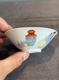 A pair of Chinese famille rose 'Li Taibai' bowls, Guangxu mark, Republic