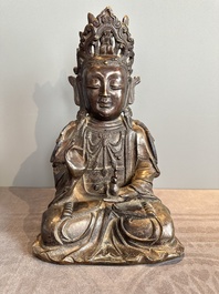 A Chinese bronze Guanyin, Ming
