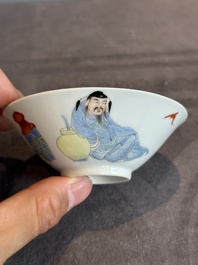 A pair of Chinese famille rose 'Li Taibai' bowls, Guangxu mark, Republic