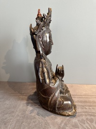 A Chinese bronze Guanyin, Ming