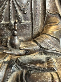 A Chinese bronze Guanyin, Ming