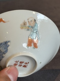 A pair of Chinese famille rose 'Li Taibai' bowls, Guangxu mark, Republic
