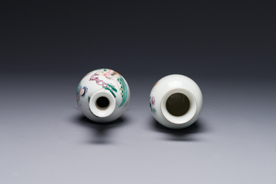 Two Chinese famille rose vases, Ju Ren Tang 居仁堂 mark, 19/20th C.