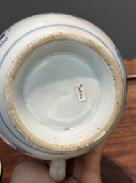 Two Chinese blue and white jugs and cover with floral design, Yongzheng/Qianlong