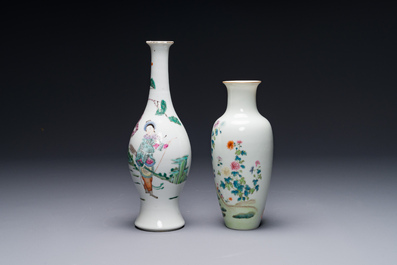 Two Chinese famille rose vases, Ju Ren Tang 居仁堂 mark, 19/20th C.