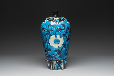 A Chinese Fahua 'meiping' vase with lotus scrolls, Ming
