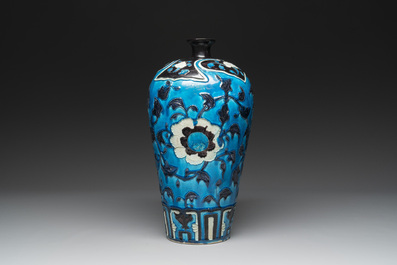 A Chinese Fahua 'meiping' vase with lotus scrolls, Ming