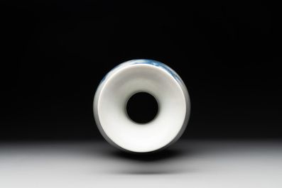 A Chinese blue and white 'fisherman' vase, Wang Bu 王步 mark, Republic