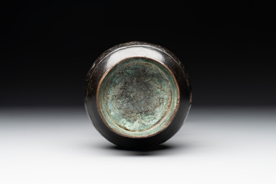 A Chinese bronze 'touhu' vase, Yuan