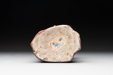 A Chinese flamb&eacute;-glazed trunk-shaped brush pot, 19th C.