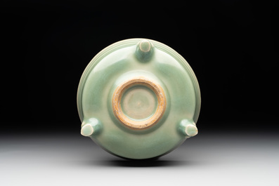 A Chinese Longquan celadon tripod 'trigrams' censer, Song
