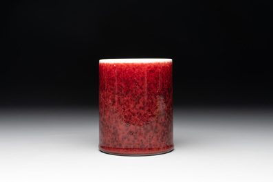 A Chinese copper-red-glazed brush pot, 'bitong', 18th C.
